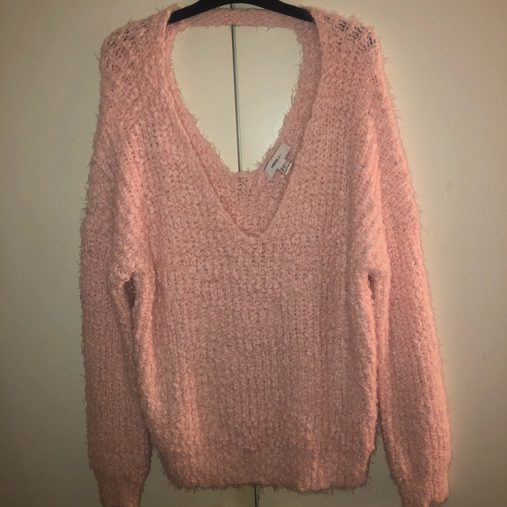 Fluffy pink sweater